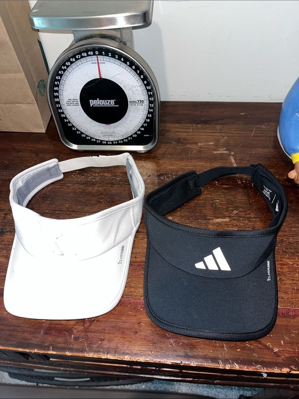 2-Adidas Visor Black & White Velcro Back Mens Women Golf Tennis Outdoors Cap Hat